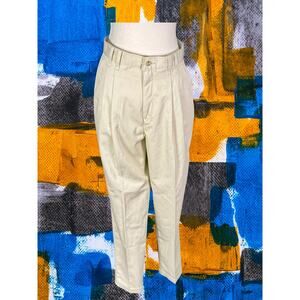 Deadstock Vintage 80s Chic High Rise Balloon Taper Leg Twill Khaki Chinos 12P